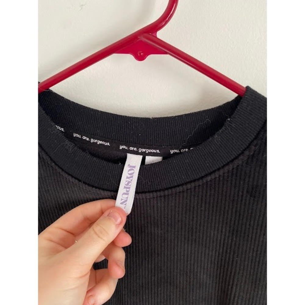 Joyspun Womens Black Ribbed Crewneck Long Sleeve Pullover Top Size‎ Small 4-6 - Picture 3 of 3